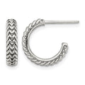 Sterling Silver Antiqued Small ZigZag Hoop Post Earrings