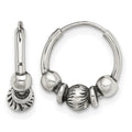 Sterling Silver Antiqued Beaded Endless Hoop Earrings