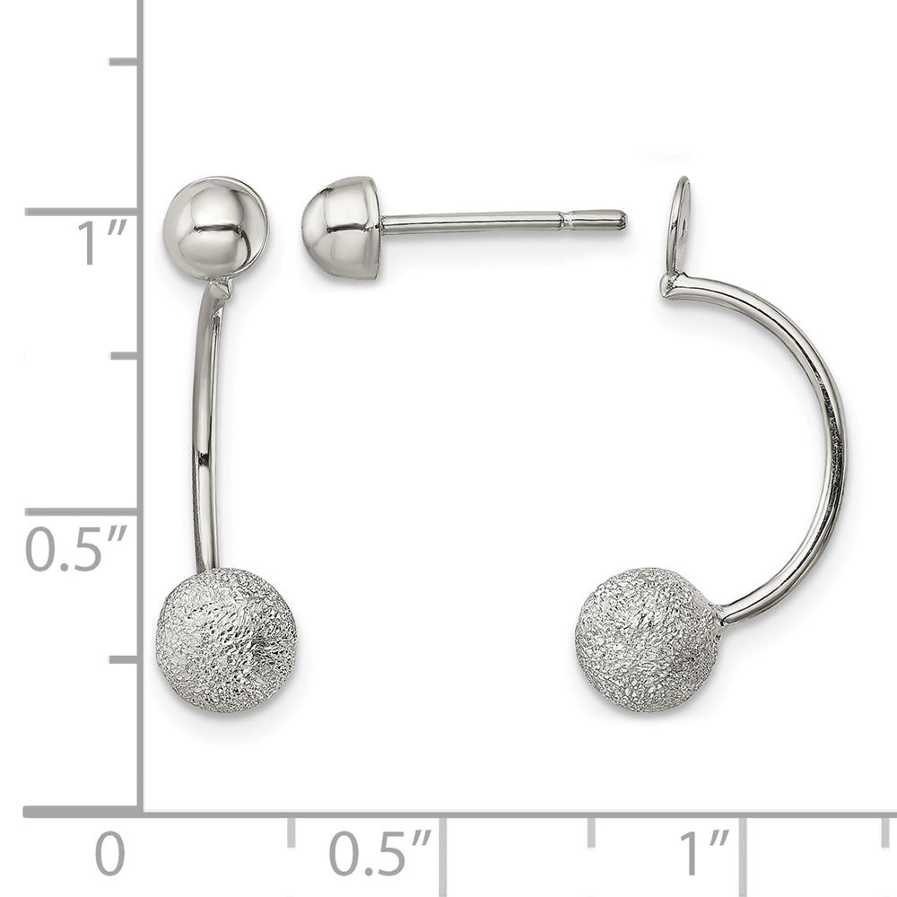 Sterling Silver Polished Laser-cut Bead Jackets w/Button Earrings