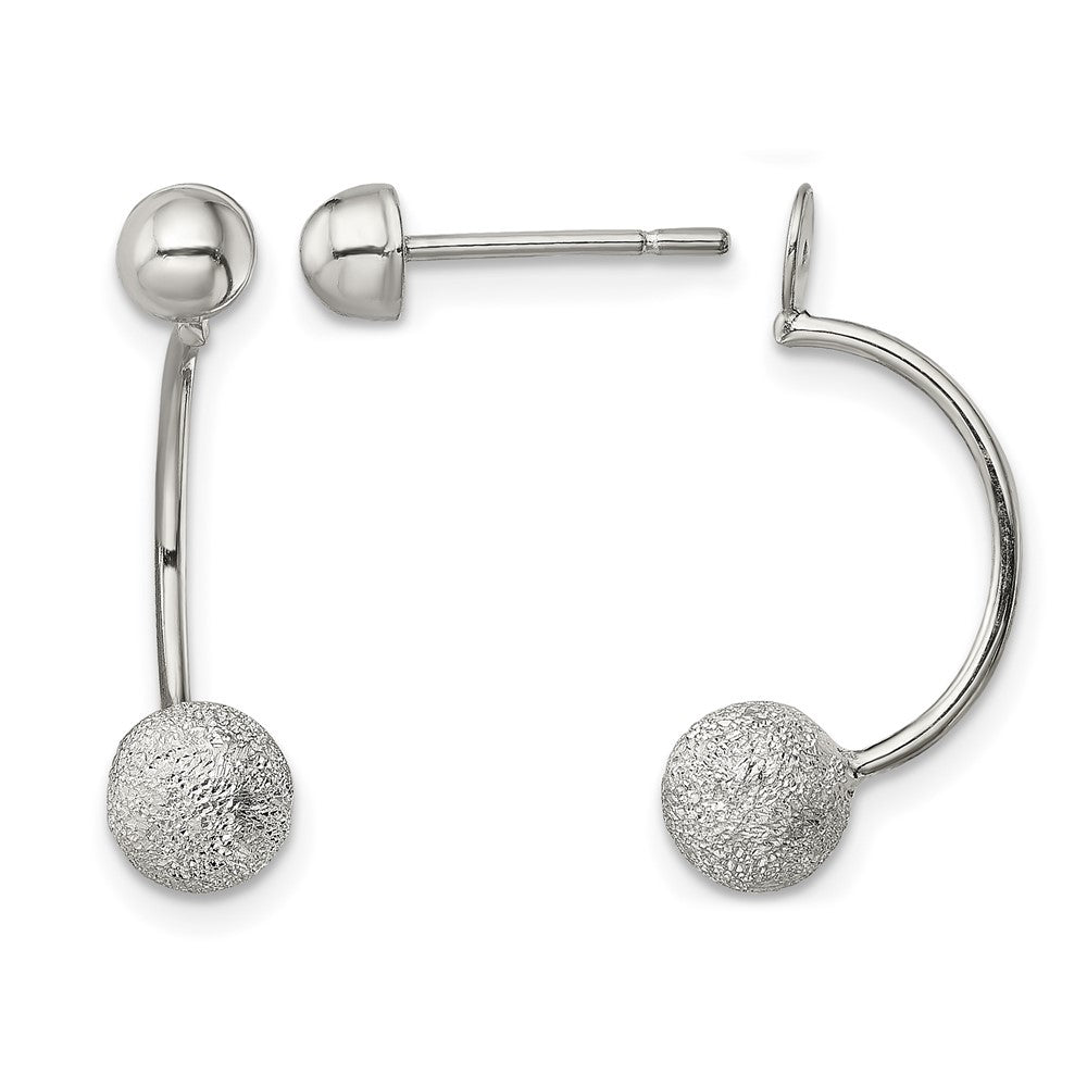 Sterling Silver Polished Laser-cut Bead Jackets w/Button Earrings