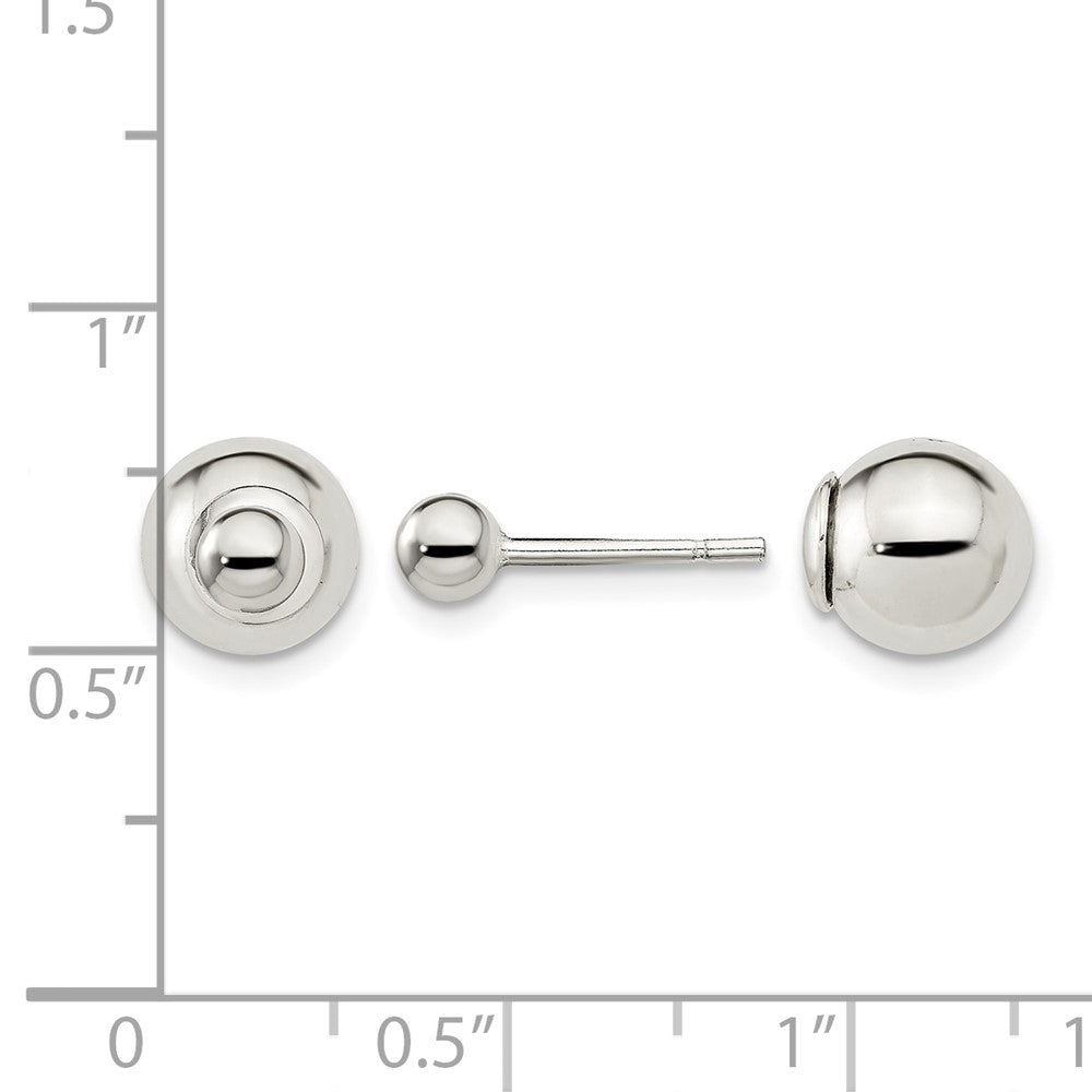 Sterling Silver Polished 4mm/8mm Ball Front Back Post Earrings