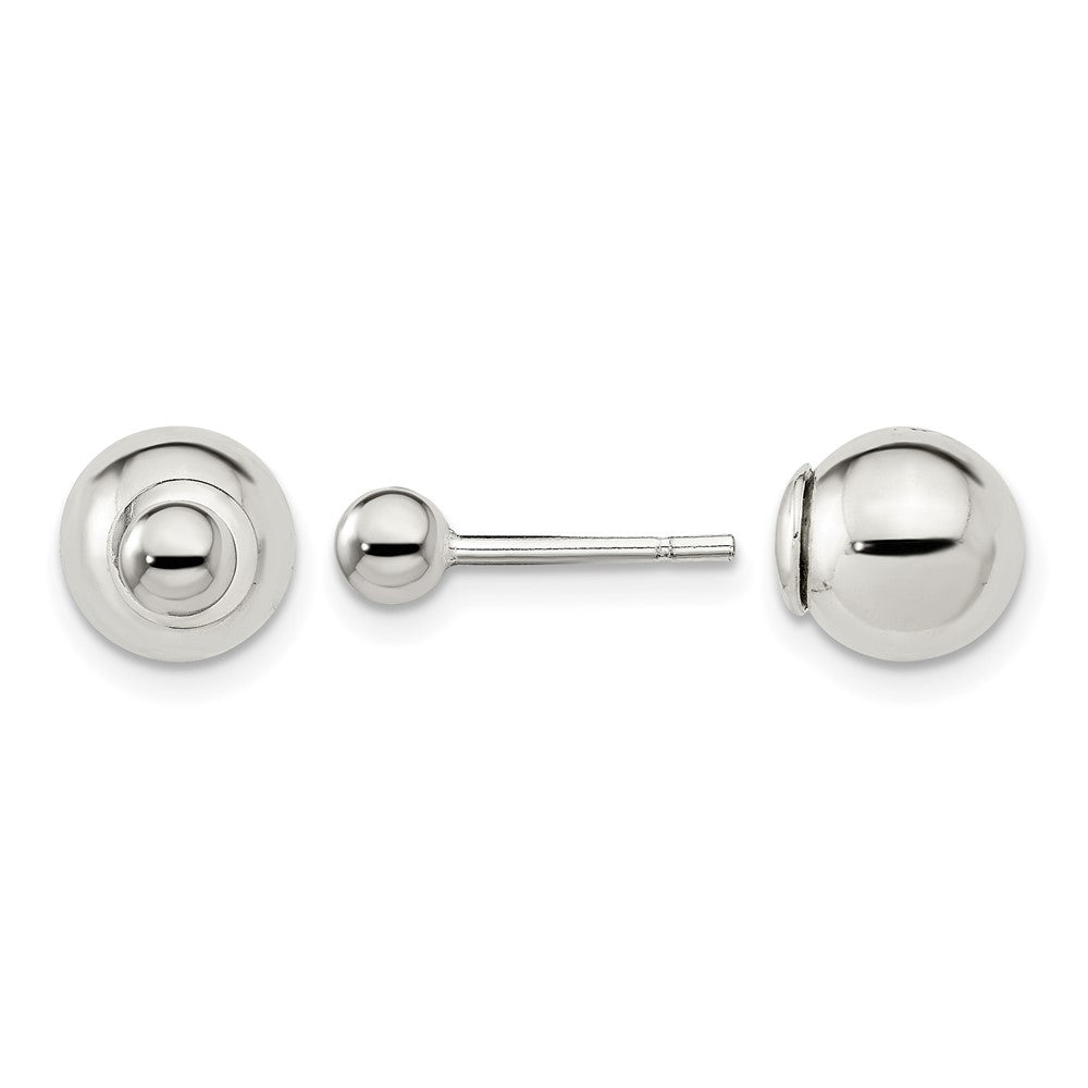 Sterling Silver Polished 4mm/8mm Ball Front Back Post Earrings