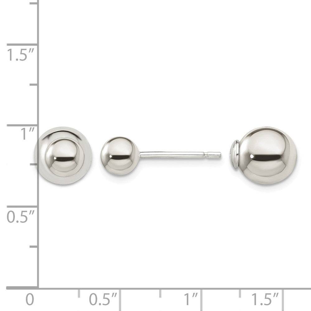 Sterling Silver Polished 6mm/10mm Ball Front Back Post Earrings
