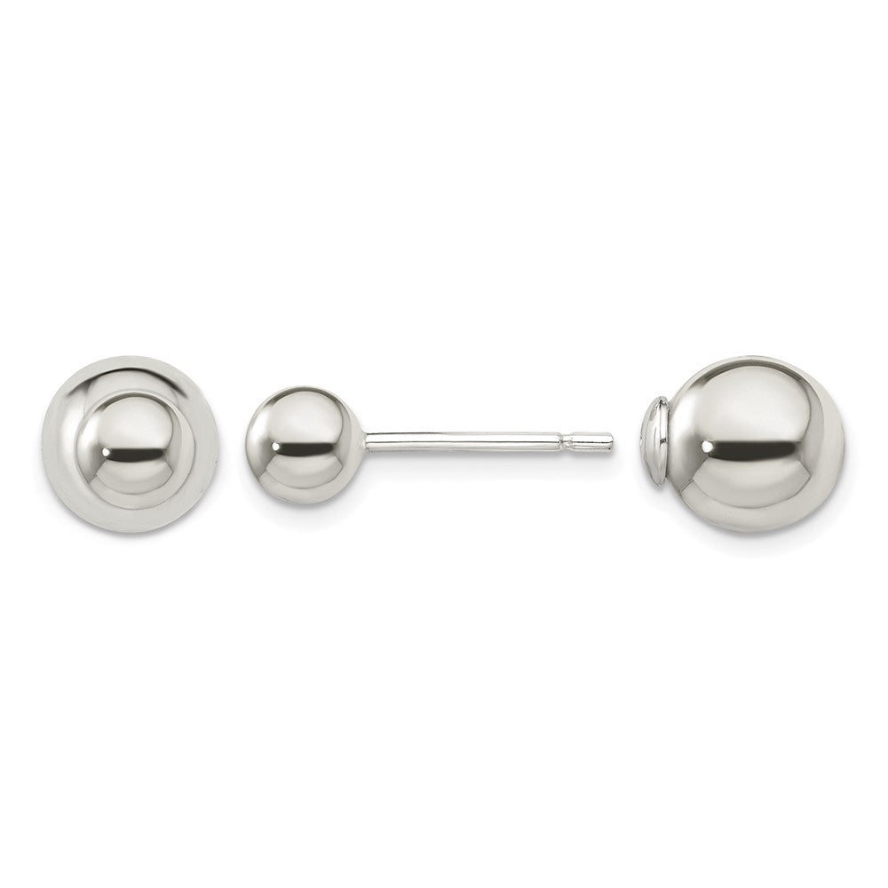 Sterling Silver Polished 6mm/10mm Ball Front Back Post Earrings