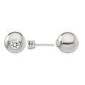 Sterling Silver Polished w/6mm CZ Front Back Post Earrings