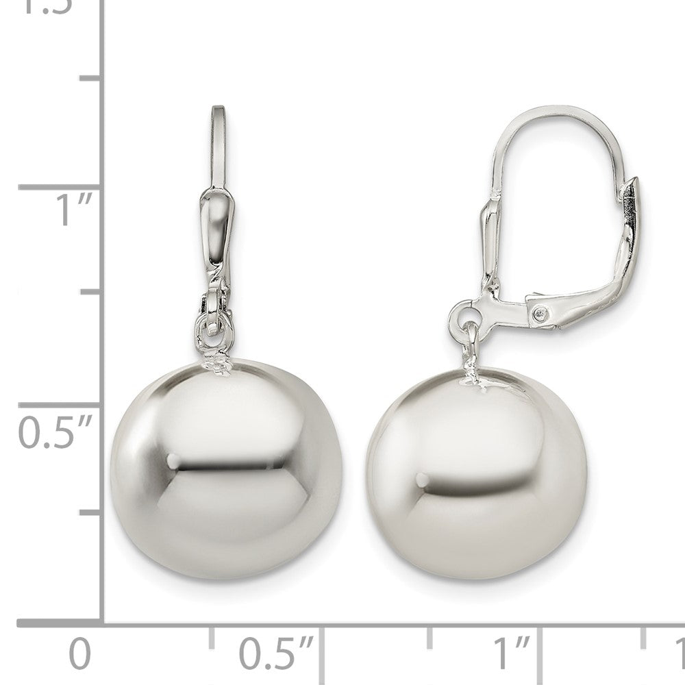 Sterling Silver 14mm Ball Dangle Leverback Earrings