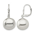 Sterling Silver 14mm Ball Dangle Leverback Earrings
