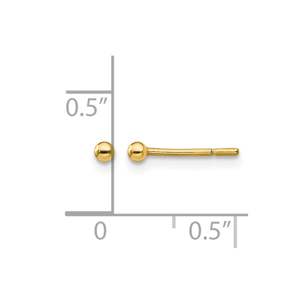 Sterling Silver Gold-Tone Polished 2mm Ball Post Earrings