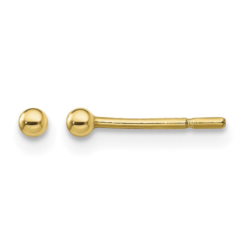 Sterling Silver Gold-Tone Polished 2mm Ball Post Earrings