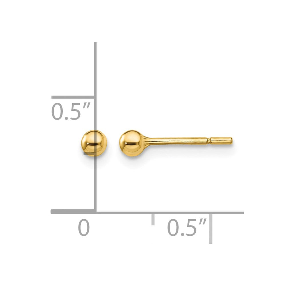 Sterling Silver Gold-Tone Polished 3mm Ball Post Earrings