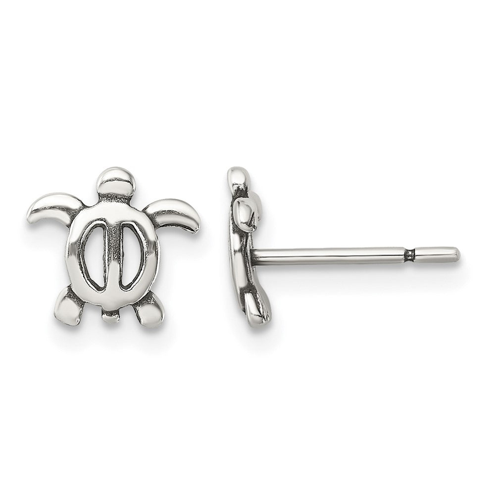 Sterling Silver Antiqued Turtle Post Earrings
