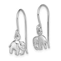 Sterling Silver Rhodium-plated Polished Elephant Dangle Earrings