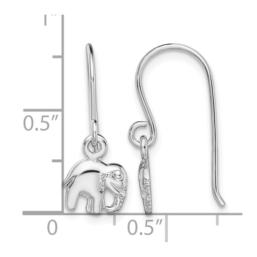 Sterling Silver Rhodium-plated Polished Elephant Dangle Earrings
