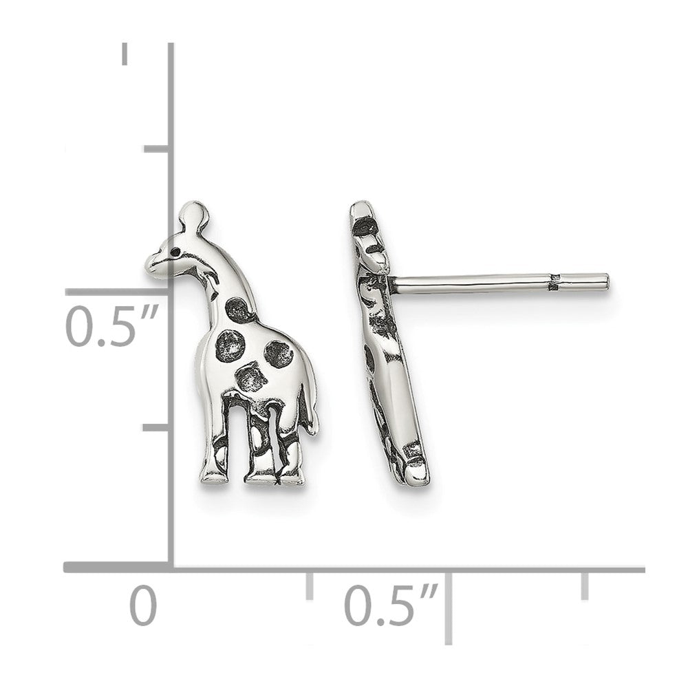 Sterling Silver Antiqued Giraffe Post Earrings
