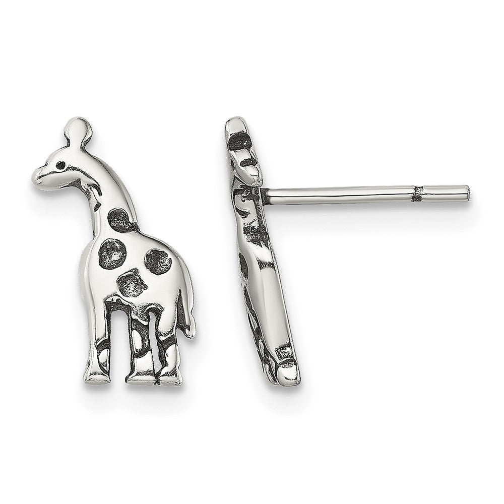 Sterling Silver Antiqued Giraffe Post Earrings
