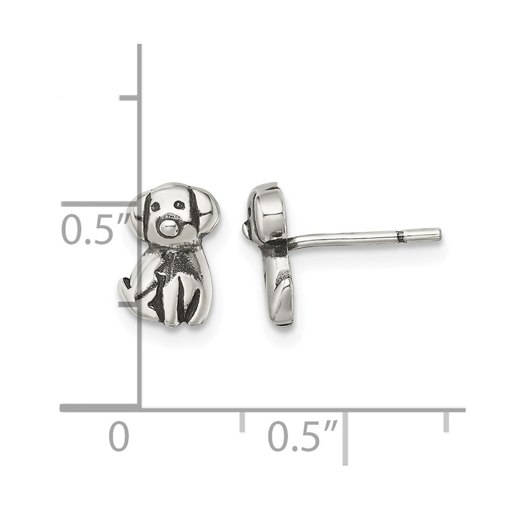 Sterling Silver Antiqued Dog Post Earrings