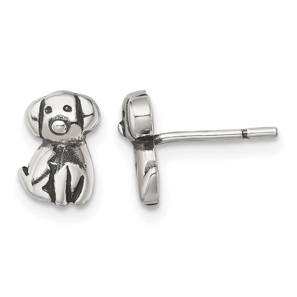Sterling Silver Antiqued Dog Post Earrings