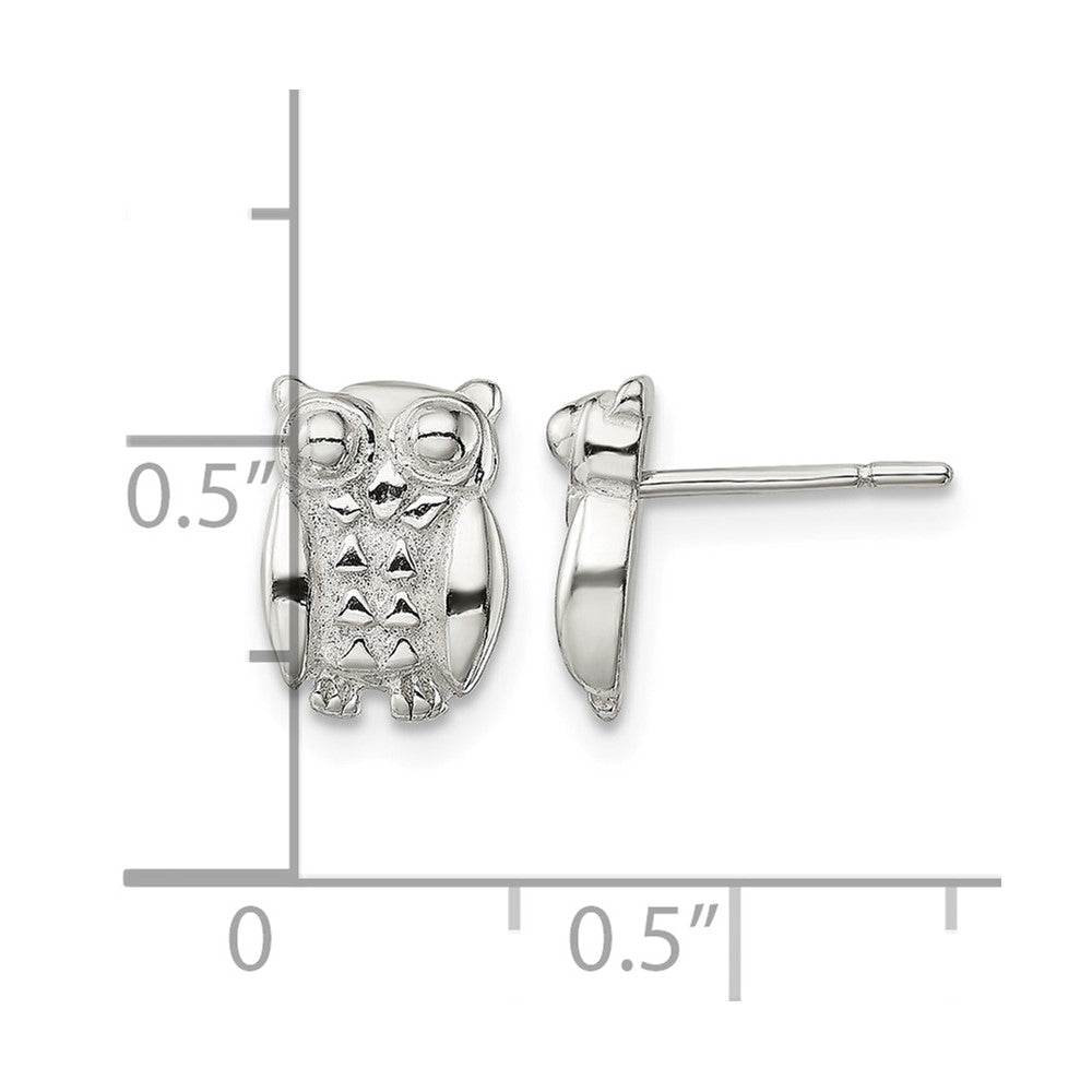 Sterling Silver Polished Owl Post Earrings
