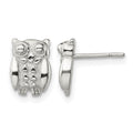 Sterling Silver Polished Owl Post Earrings