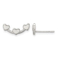 Sterling Silver Polished 3-Heart Post Earrings