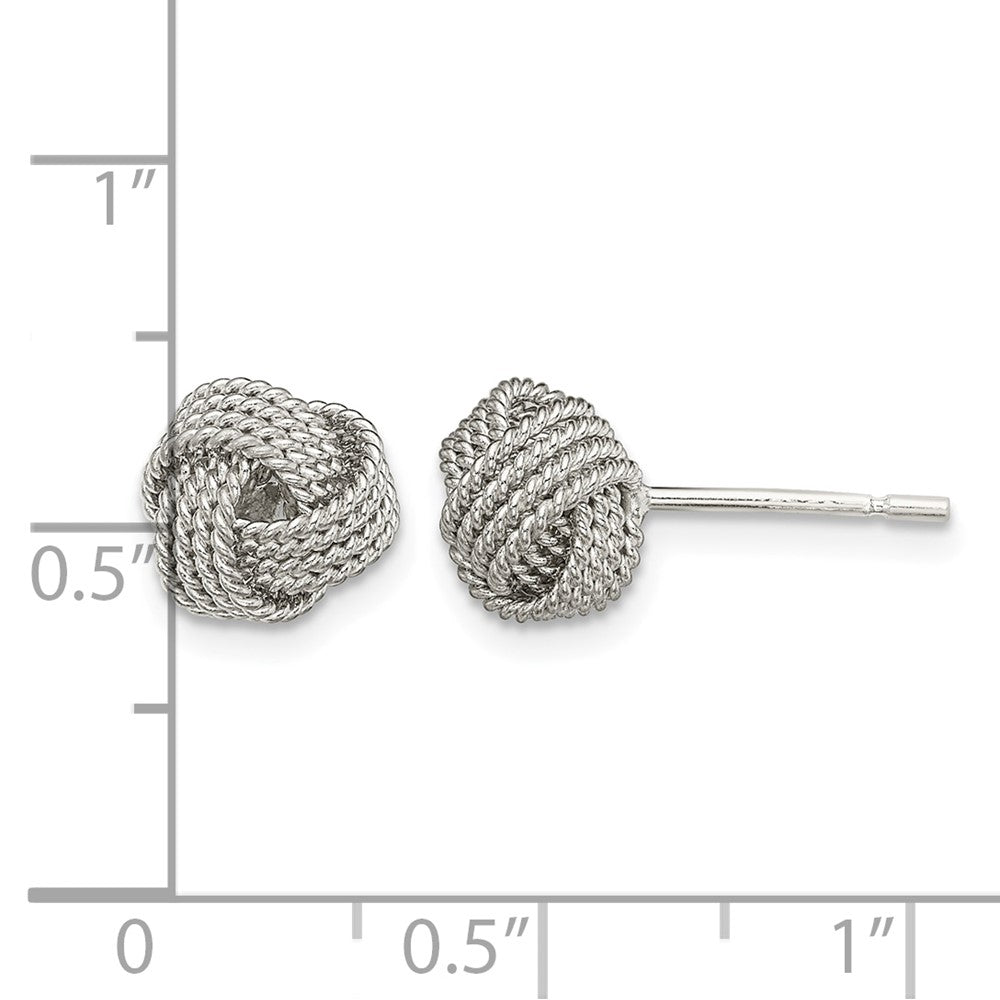 Sterling Silver Rhodium-plated Textured Love Knot Post Earrings
