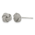 Sterling Silver Rhodium-plated Textured Love Knot Post Earrings