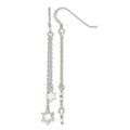Sterling Silver Polished Star of David Chain Dangle Earrings
