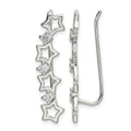 Sterling Silver Polished CZ Stars Ear Climber Earrings