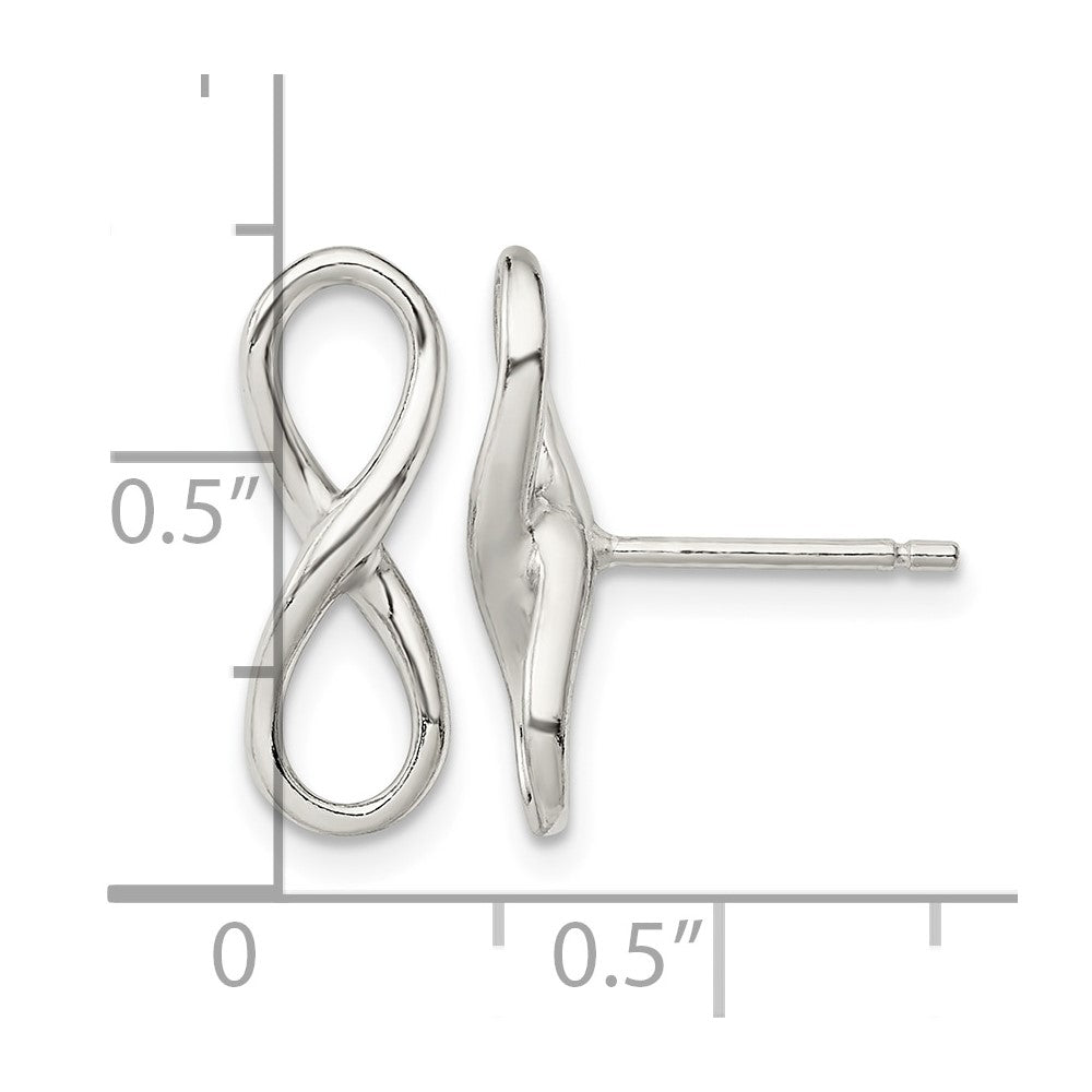 Sterling Silver Rhodium-plated Polished Infinity Knot Post Earrings