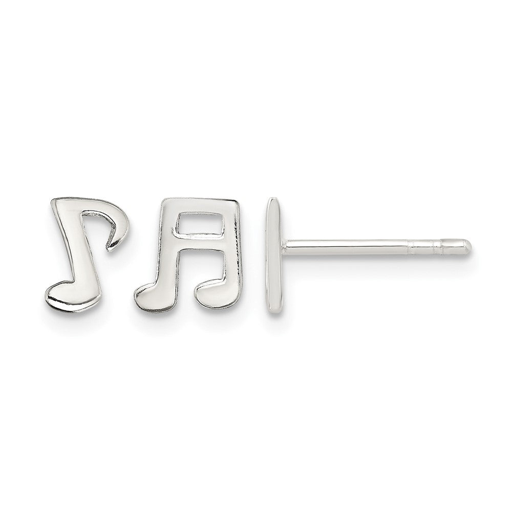 Sterling Silver Polished Left and Right Music Notes Post Earrings
