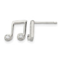Sterling Silver Polished CZ Musical Notes Post Earrings