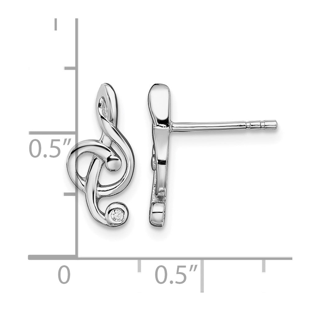 Sterling Silver Rhodium-plated CZ Fancy Post Earrings