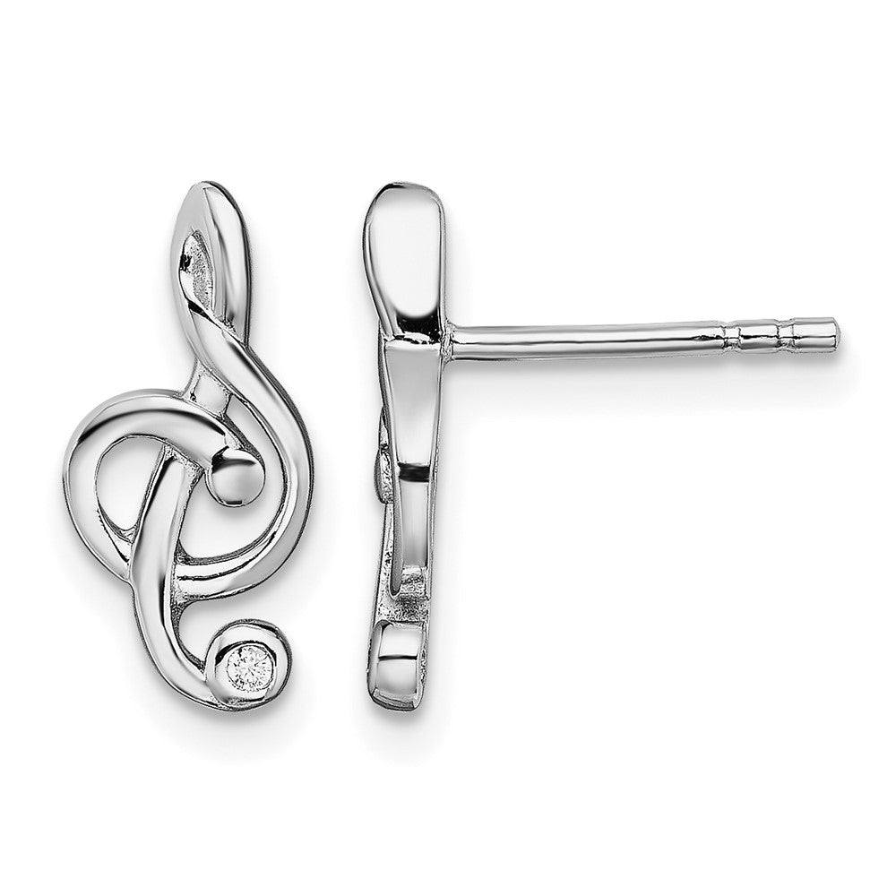 Sterling Silver Rhodium-plated CZ Fancy Post Earrings