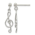 Sterling Silver Polished Treble Clef Post Dangle Earrings