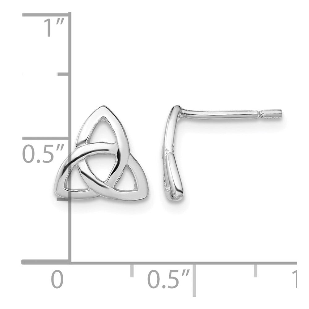 Sterling Silver Rhodium-plated Polished Celtic Knot Post Earrings