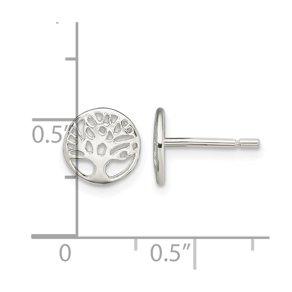 Sterling Silver Rhodium-plated Tree Post Earrings