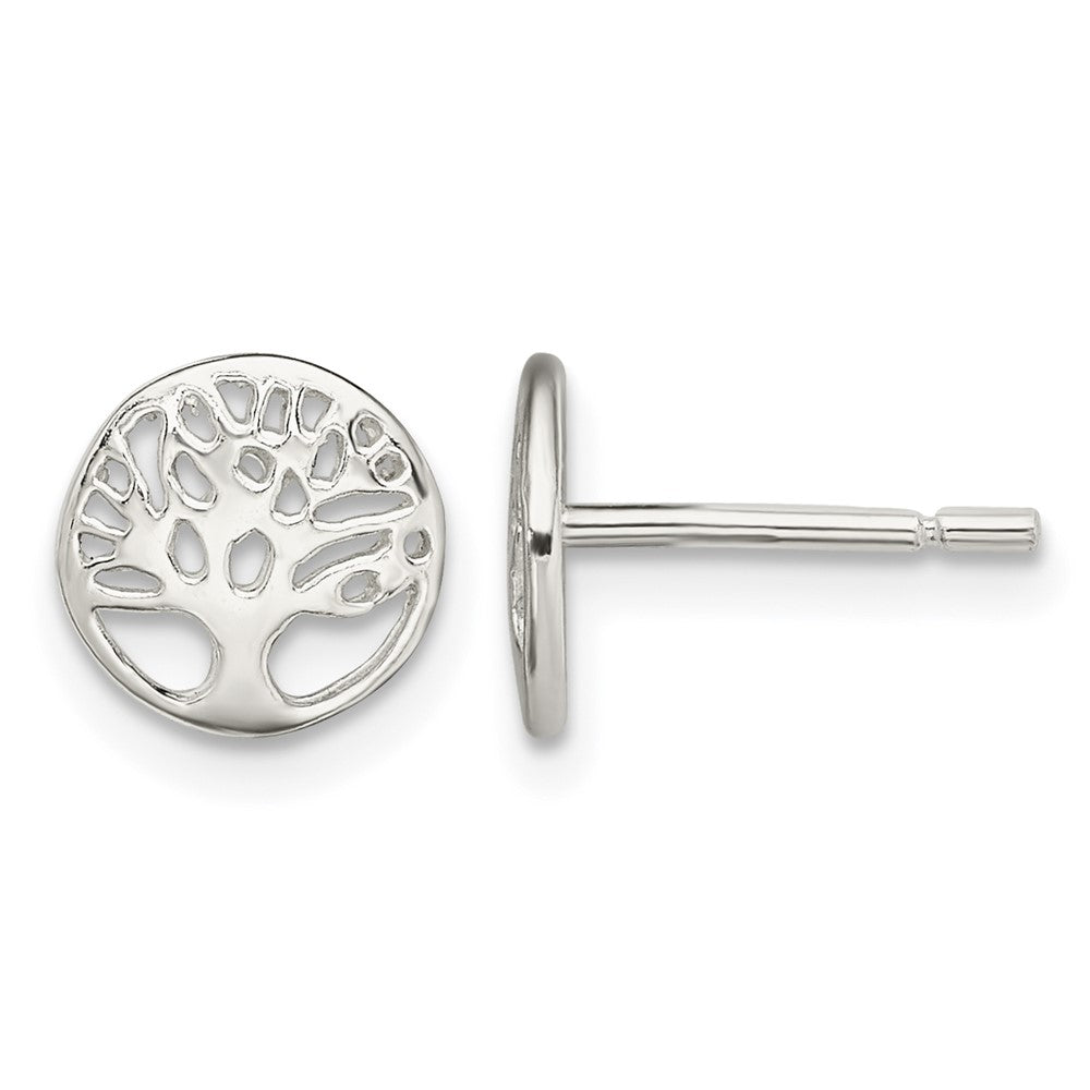 Sterling Silver Rhodium-plated Tree Post Earrings