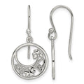 Sterling Silver Rhodium-plated Circle Clover/Celtic Knot Dangle Earrings