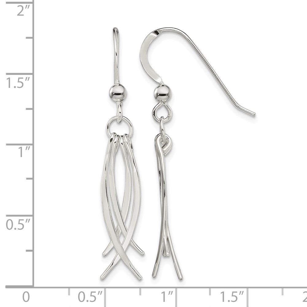 Sterling Silver Polished & Curved Design Dangle Earrings