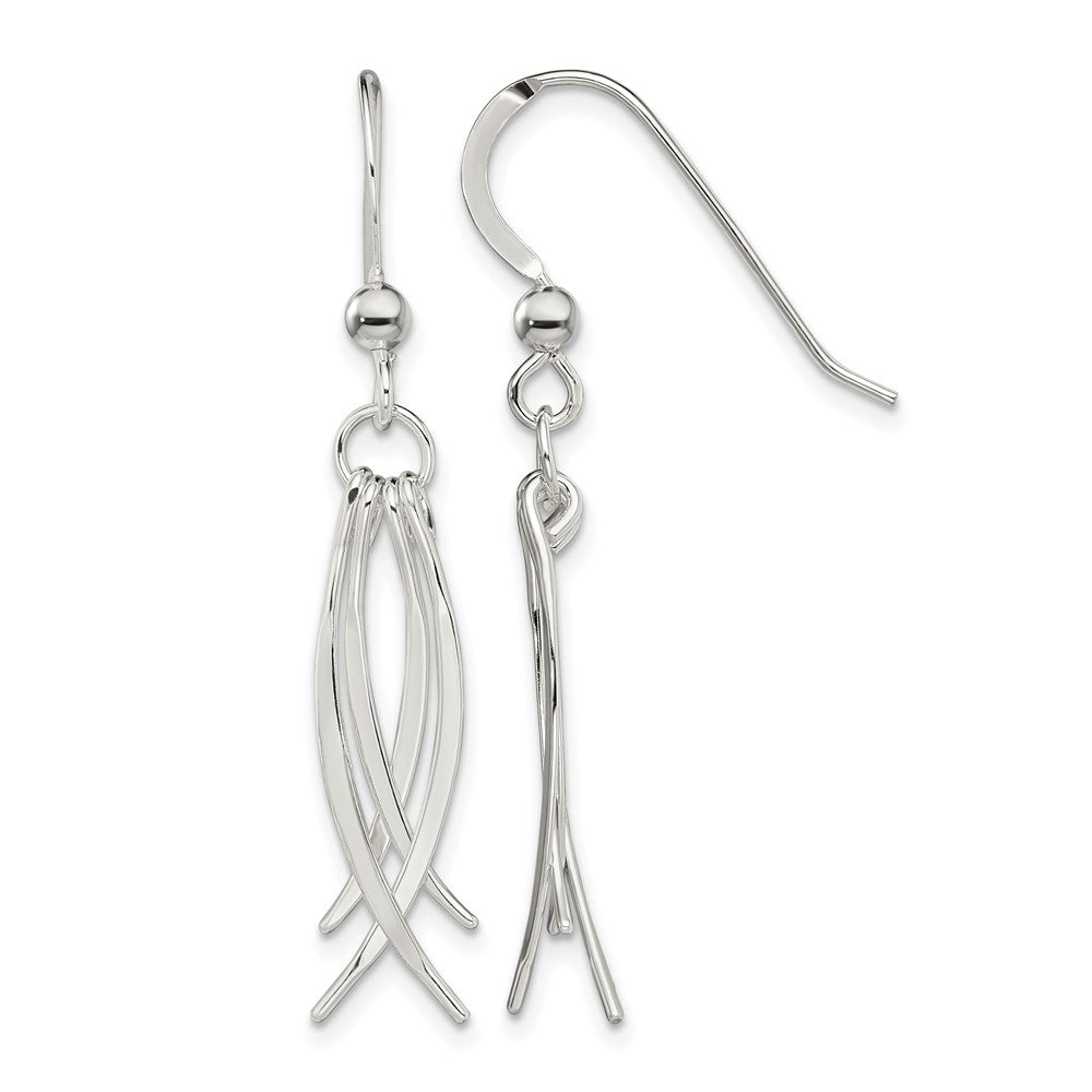 Sterling Silver Polished & Curved Design Dangle Earrings