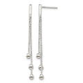 Sterling Silver Polished 3-Strand Chain & Beaded Post Dangle Earrings