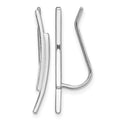 Sterling Silver Rhod-plated Polished Double Curved Bar Ear Climber Earrings