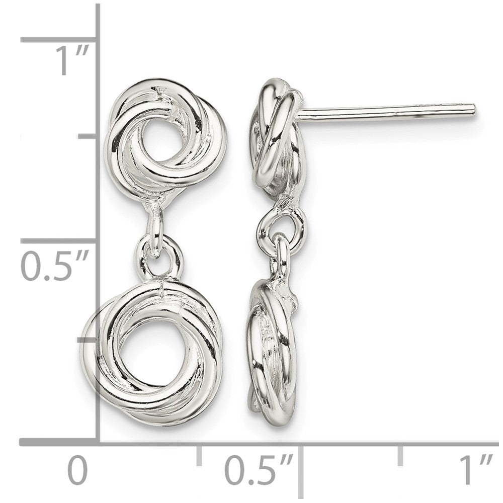 Sterling Silver Rhodium-plated Knot Polished Dangle Earrings