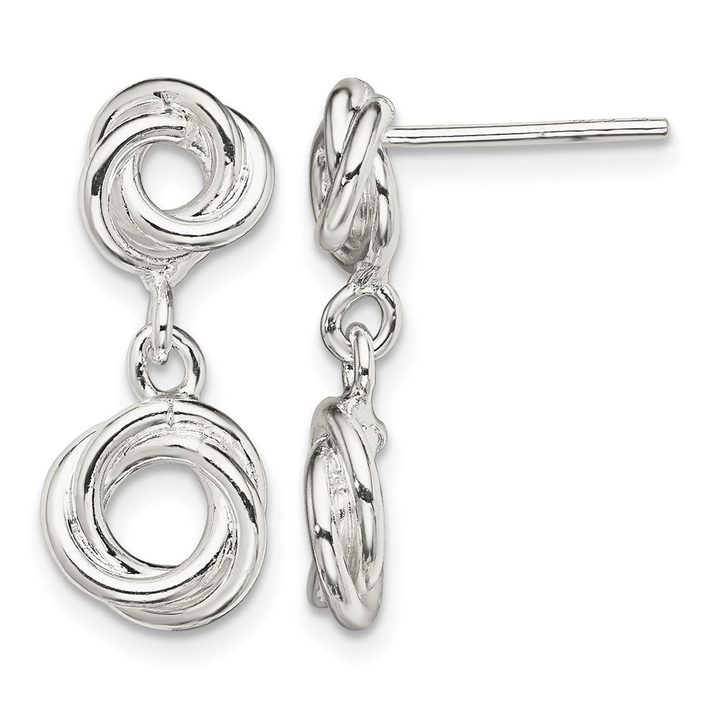 Sterling Silver Rhodium-plated Knot Polished Dangle Earrings