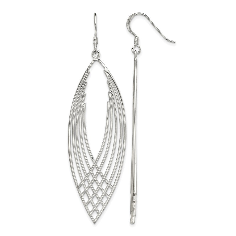 Sterling Silver Polished Fancy Dangle Shepherd Hook Earrings