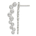 Sterling Silver Rhod-plated Polished Bezel CZ Post Ear Climber Earrings