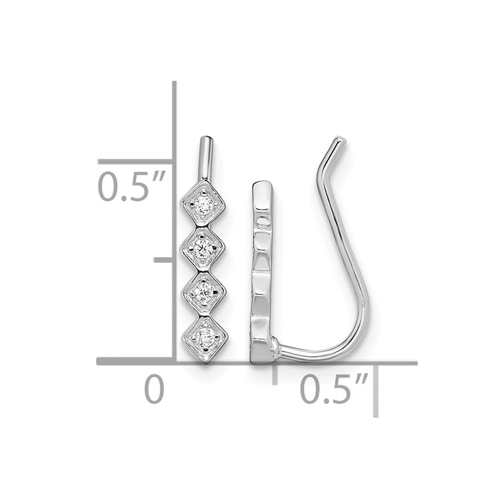 Sterling Silver Rhodium-plated Polished Four CZ Ear Climber Earrings