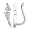 Sterling Silver Rhodium-plated Polished CZ Lightning Bolt Ear Climber Earri