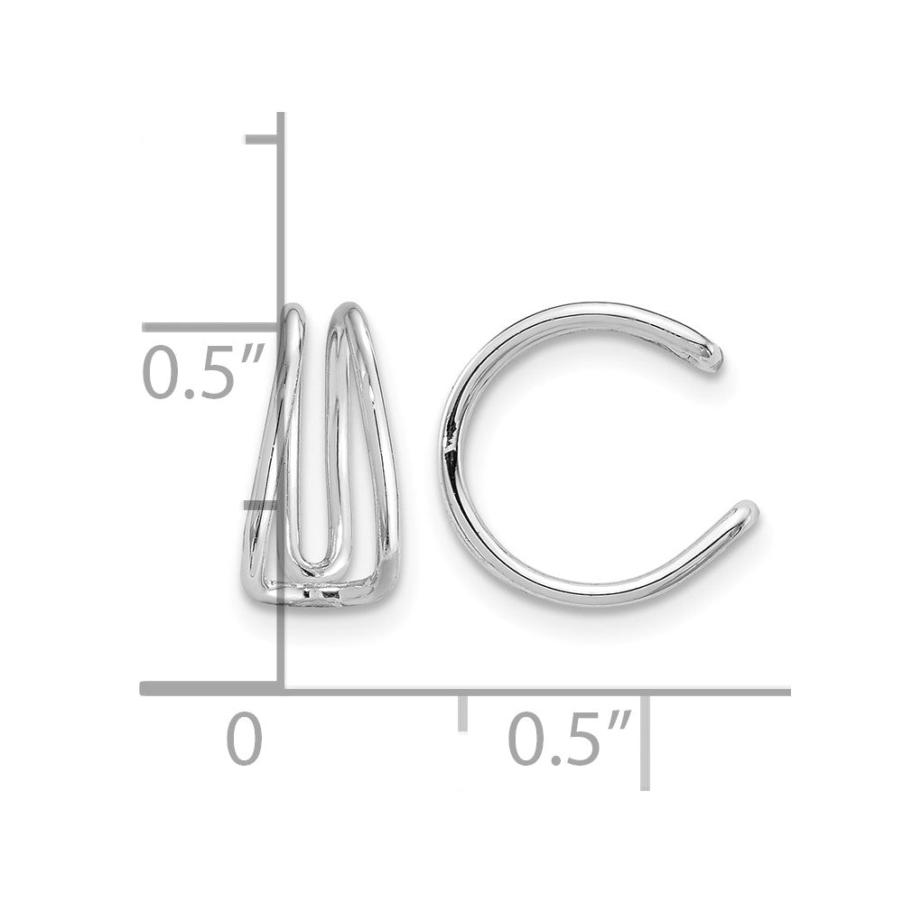 Sterling Silver Rhodium-plated Polished Adjustable Pair of Cuff Earrings