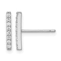 Sterling Silver Rhodium-plated Polished CZ Bar Post Earrings